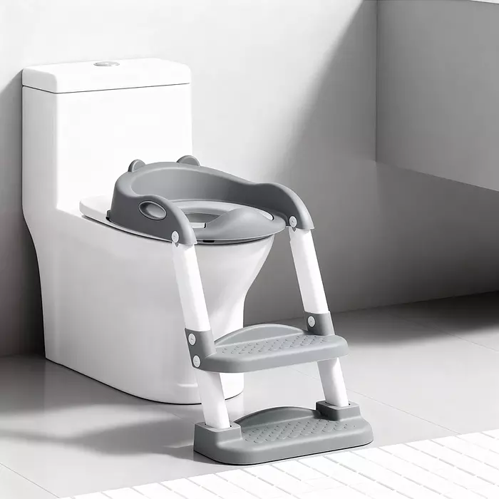 Детская накладка на унитаз со ступенькой серый STR014