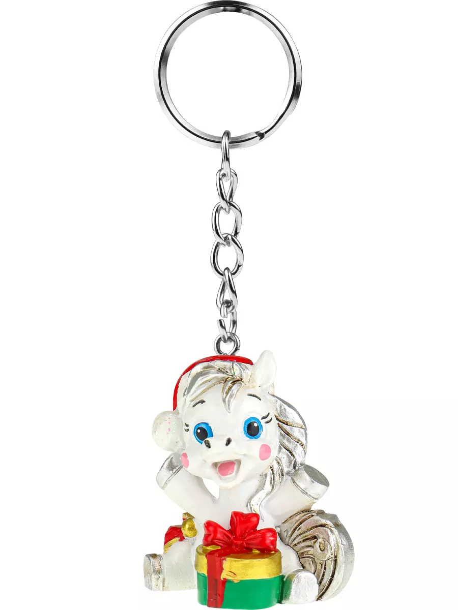 Брелок из полирезины Лошадка с подарочком 4,5 см НУ-2563