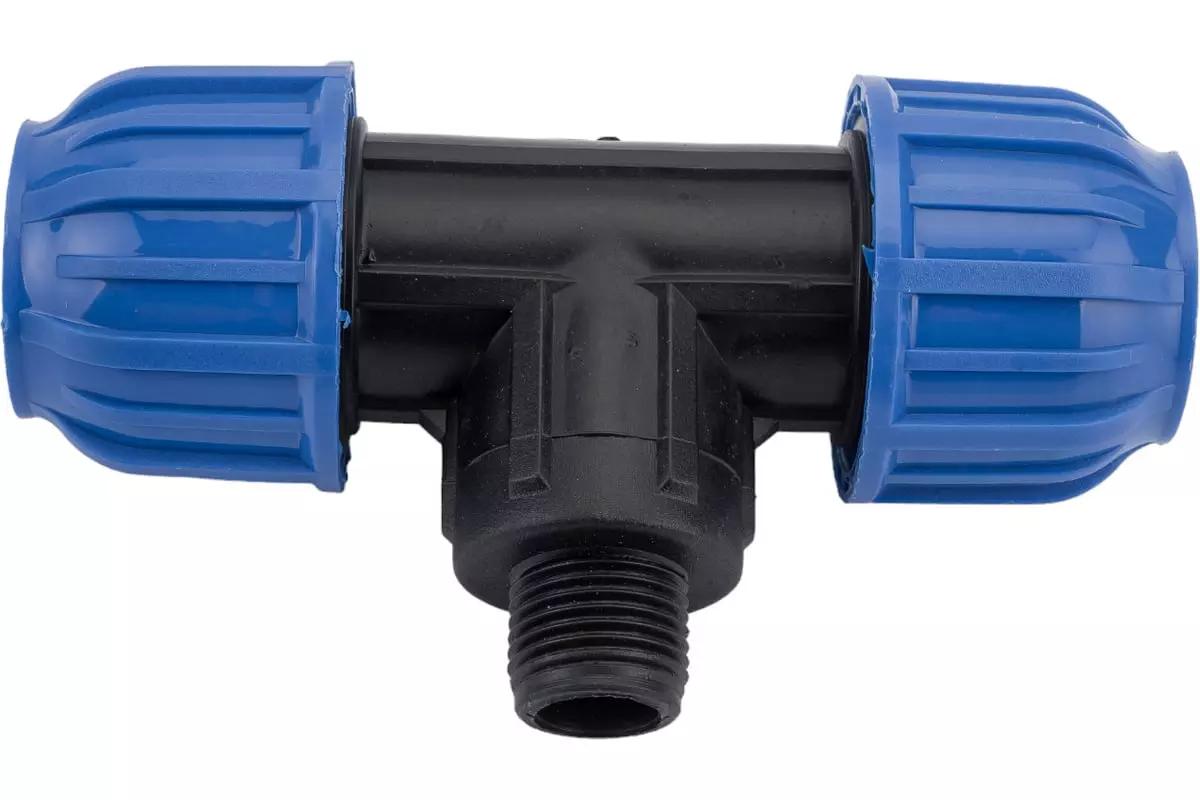 Тройник ПНД с резьбой 25x1/2&quot; НР, компрессионный, PN16, RTP 11618