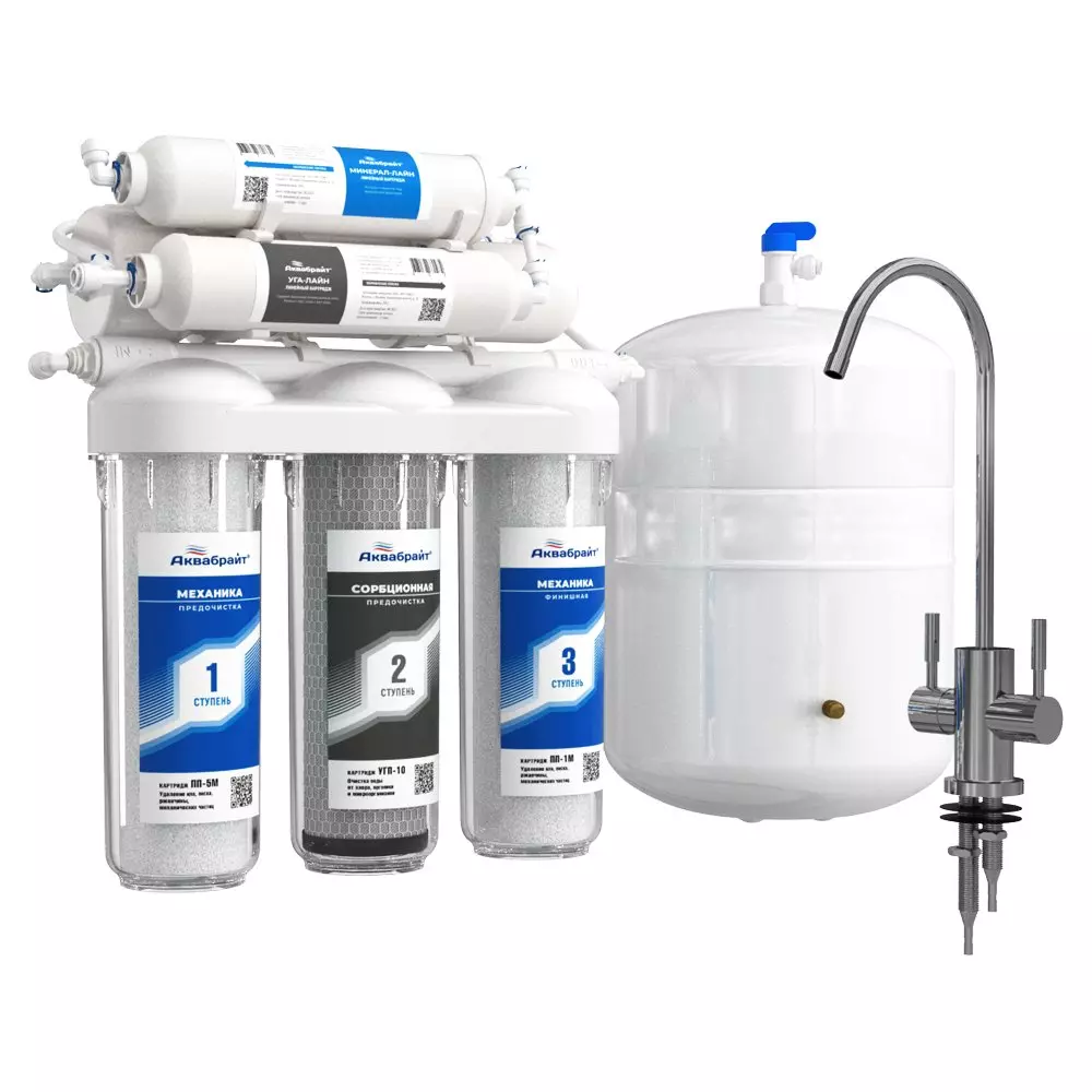 Система очистки воды обратного осмоса АКВАБРАЙТ АБФ-ОСМО-6 с минерализатором, 6-ступенчатая