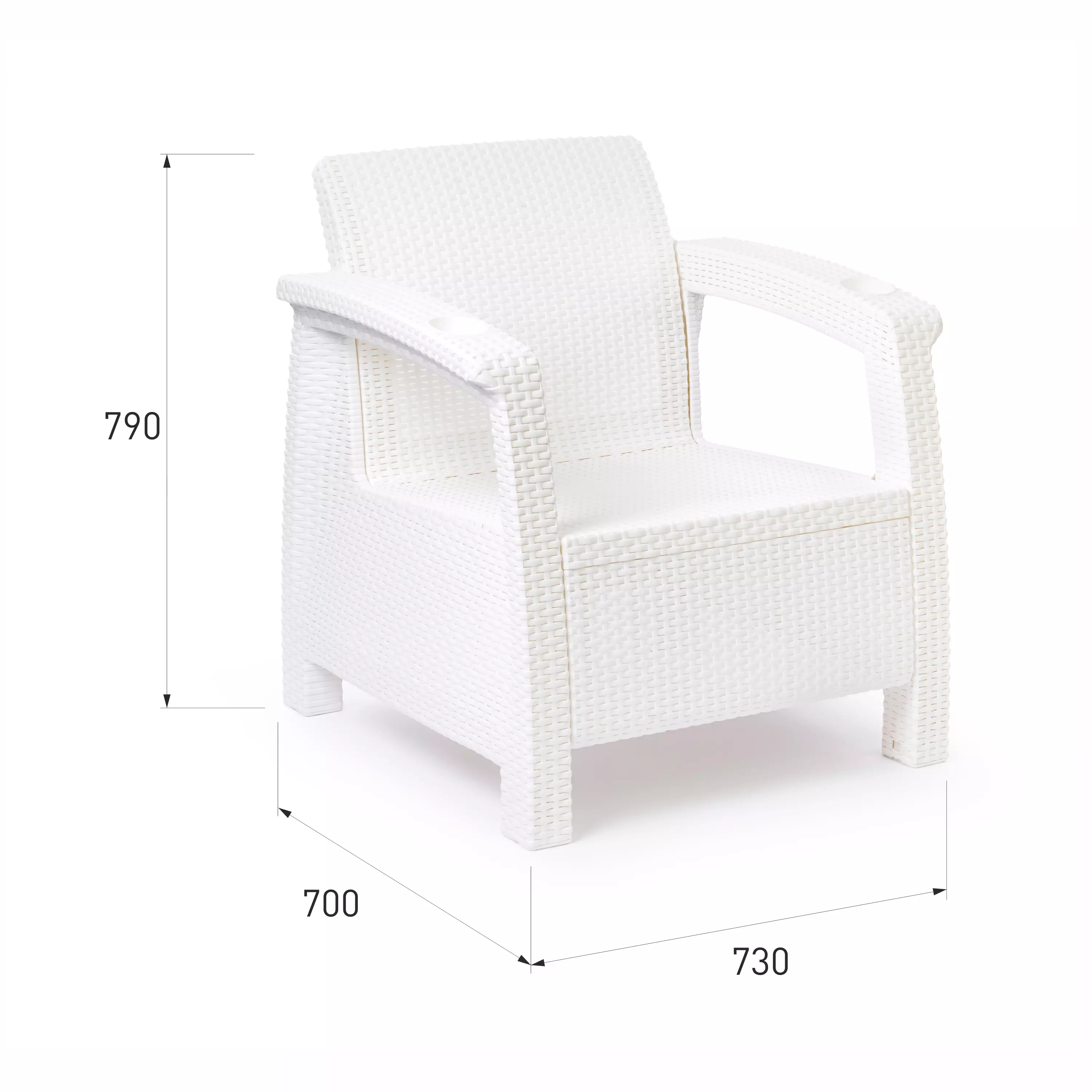 Набор 2-х кресел Ротанг-плюс 730*700*790мм белый (1) М8419