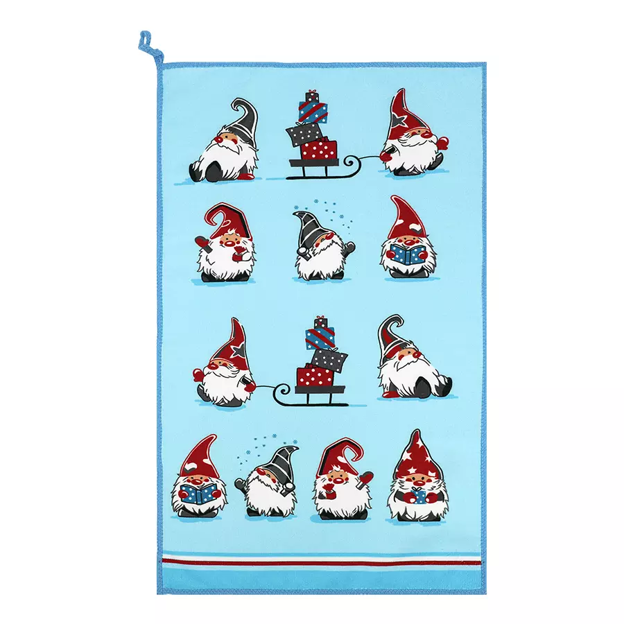 Полотенце кухонное 30*50 см микрофибра Гномы голубое м0989_01 Bravo