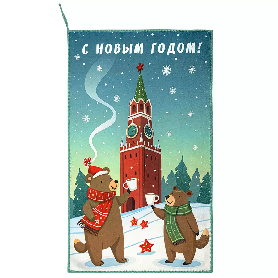 Полотенце кухонное 30*50 см микрофибра Новогоднее м9070 S Bravo