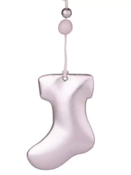 Новогоднее подвесное украшение Серебристый носочек из полиуретана / 7x1,5x9,2см 86369