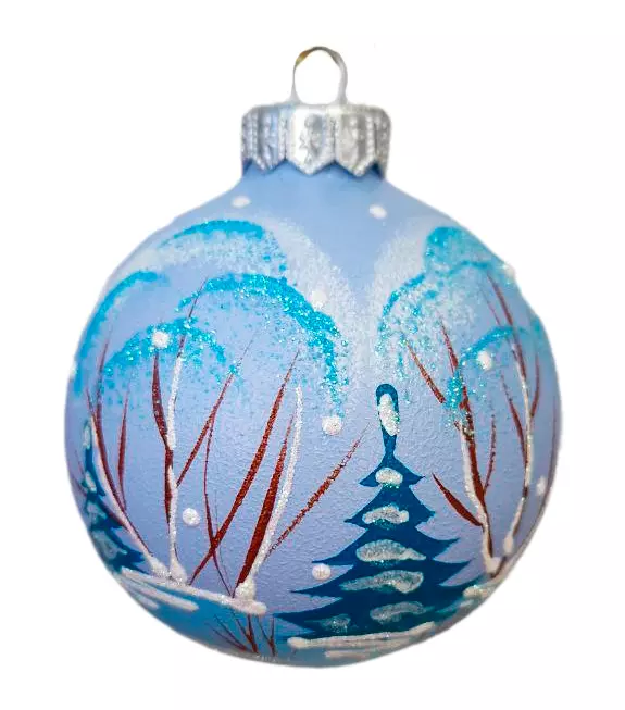 Елочный шар стекло Домик в лесу-3 8 см Коломеев КУ-80-244040