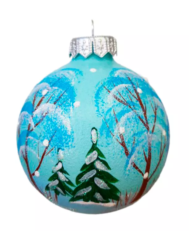Елочный шар стекло Домик на берегу-2 8 см Коломеев КУ-80-244041