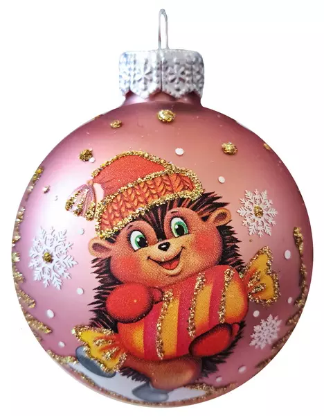 Елочный шар стекло Ежик с конфеткой 6,5 см Коломеев КУ-65-234075