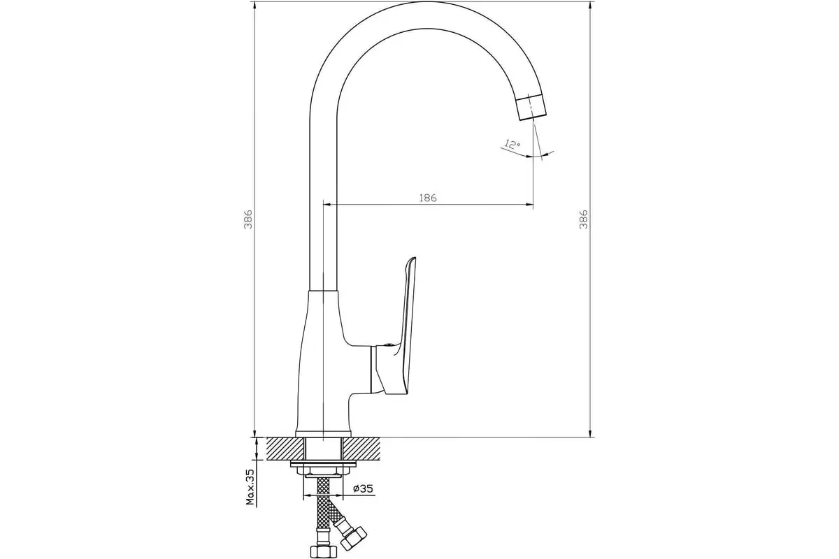 Смеситель для кухни, высокий излив, хром, ESKO Lagos LG 519, экосплав