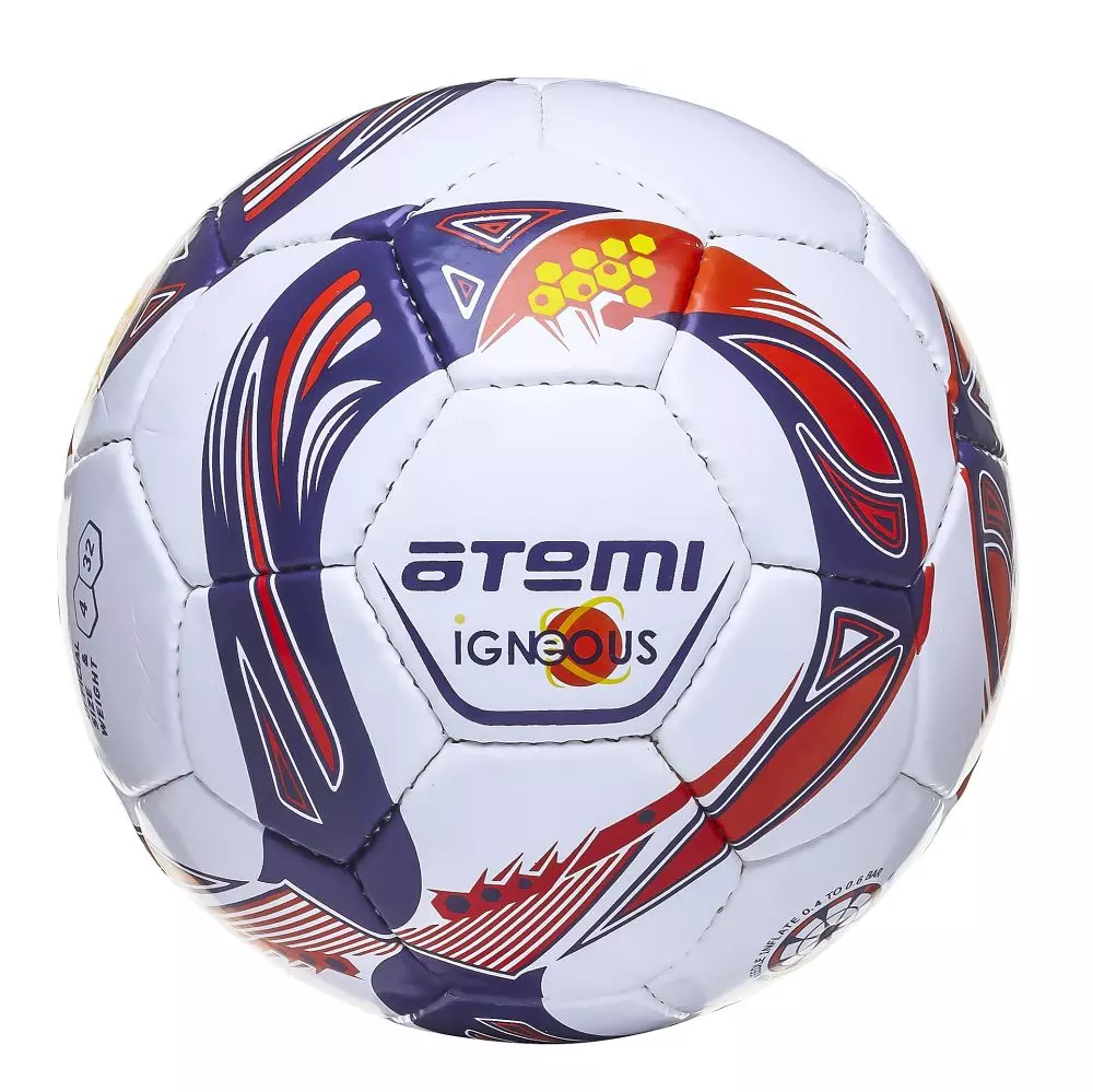 Мяч футбольный р.4 Atemi Igneous PU/PVC окружность 65-66, бел/cине/оранж