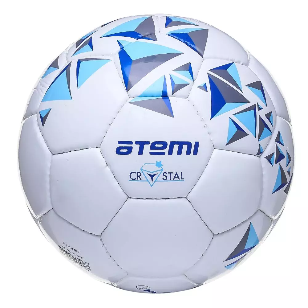 Футбольный мяч р.5 Atemi Cristal Junior PVC окружность 68-70, бел/син/гол