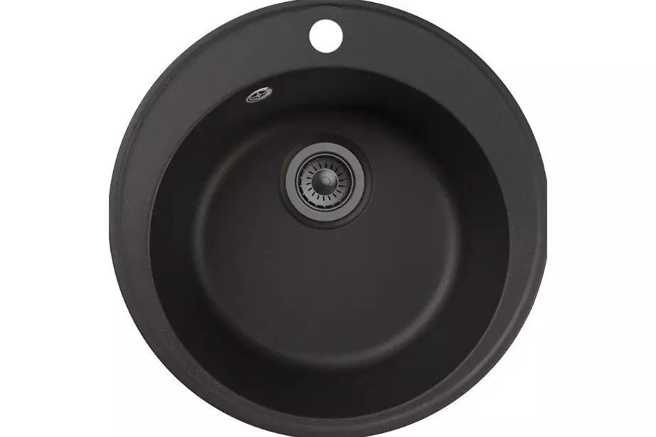 Кварцевая мойка для кухни круглая ø48х20 см Reflexion Arena RF0148BL черный
