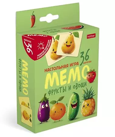 Настольная игра Мемо для детей 36 карточек Фрукты и Овощи Hatber 091152