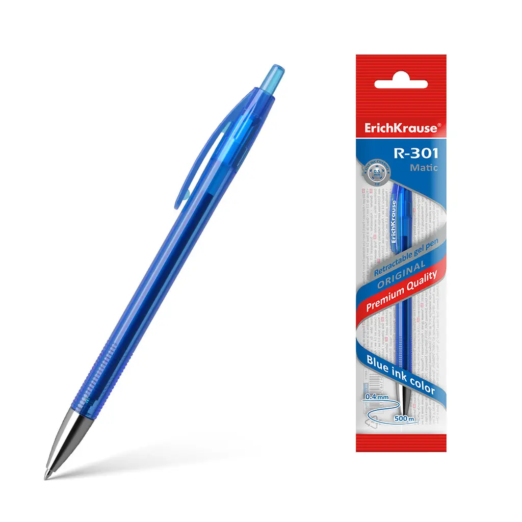 Гелевая ручка автоматическая ErichKrause 46812 R-301 Original Gel Matic 0.5, чернил синий
