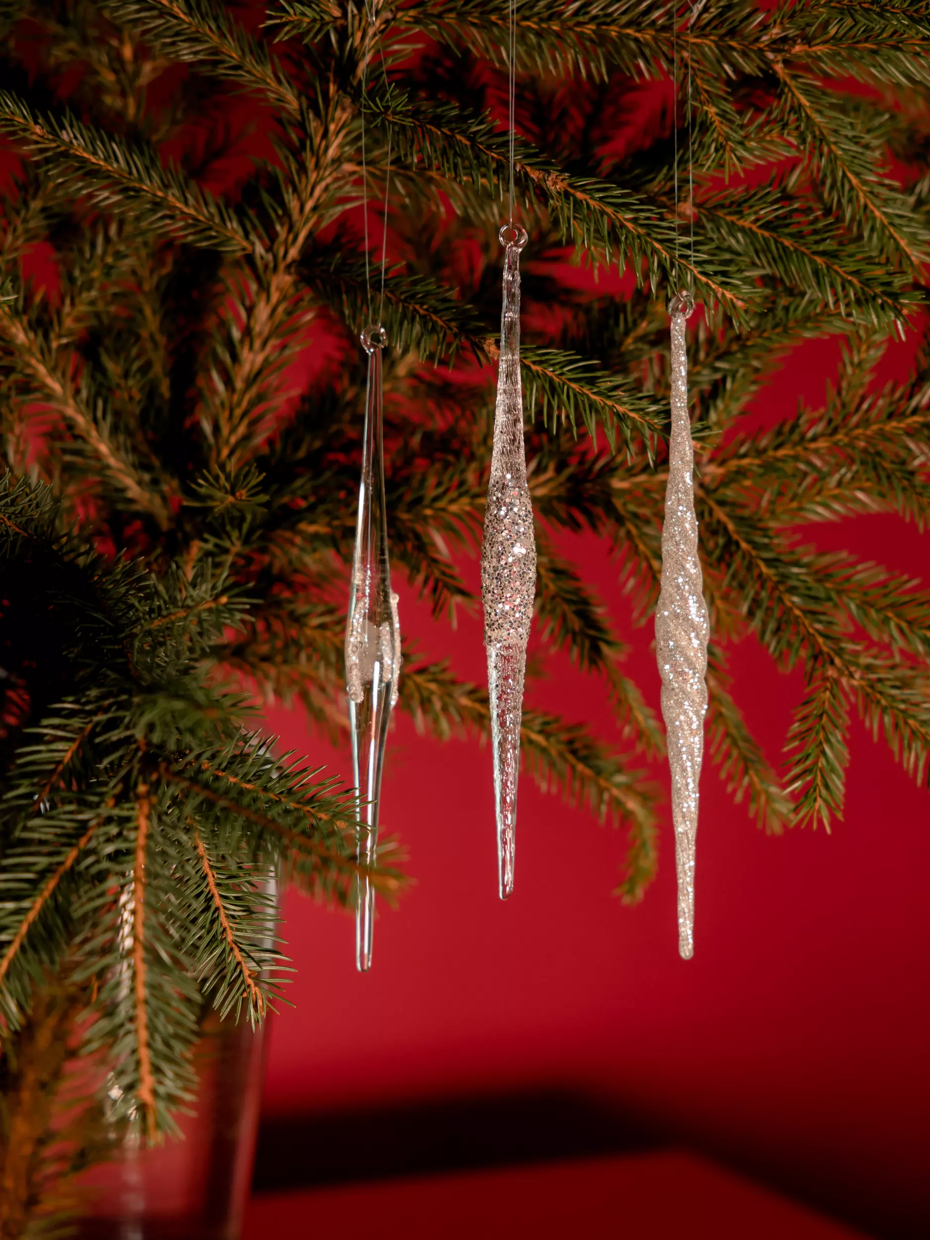 Елочные украшения стекло (6 шт) Сосульки Волшебство на ветках VNVSG-11