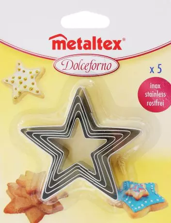 Формы для печенья, набор 5 шт Звезда Metaltex