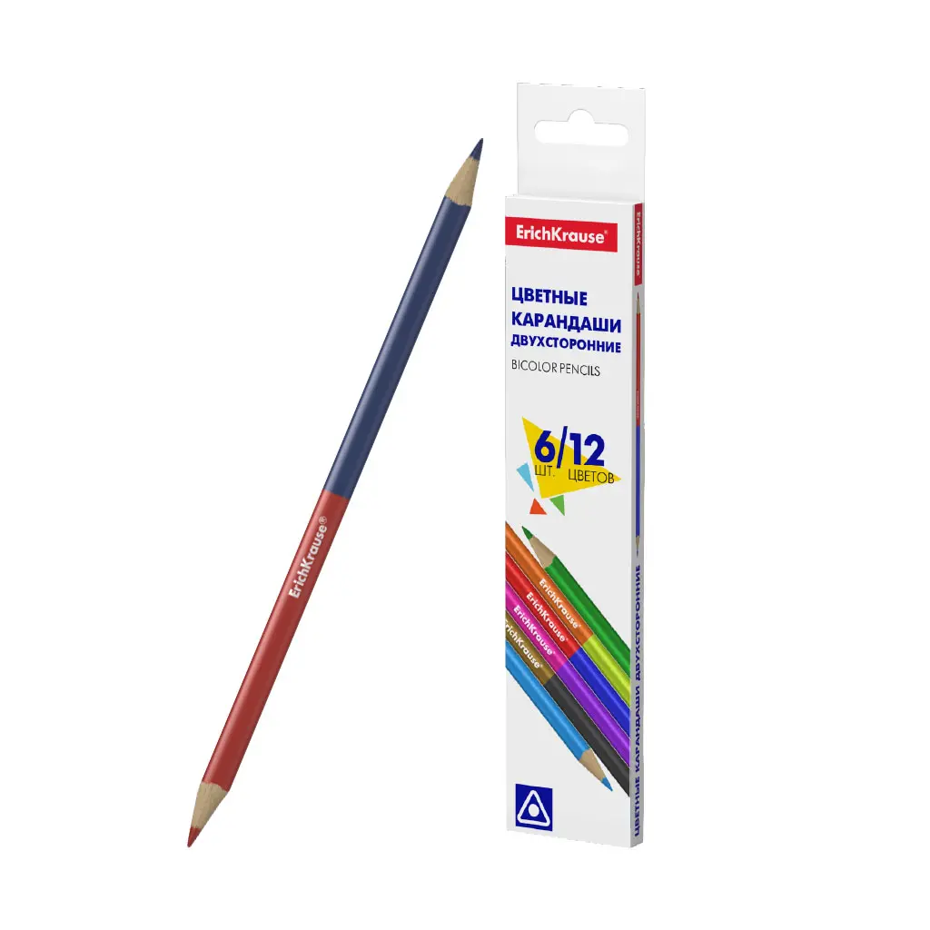Цветные карандаши трехгранные двусторонние ErichKrause 50530 Basic, 6 шт Bicolor 12 цветов
