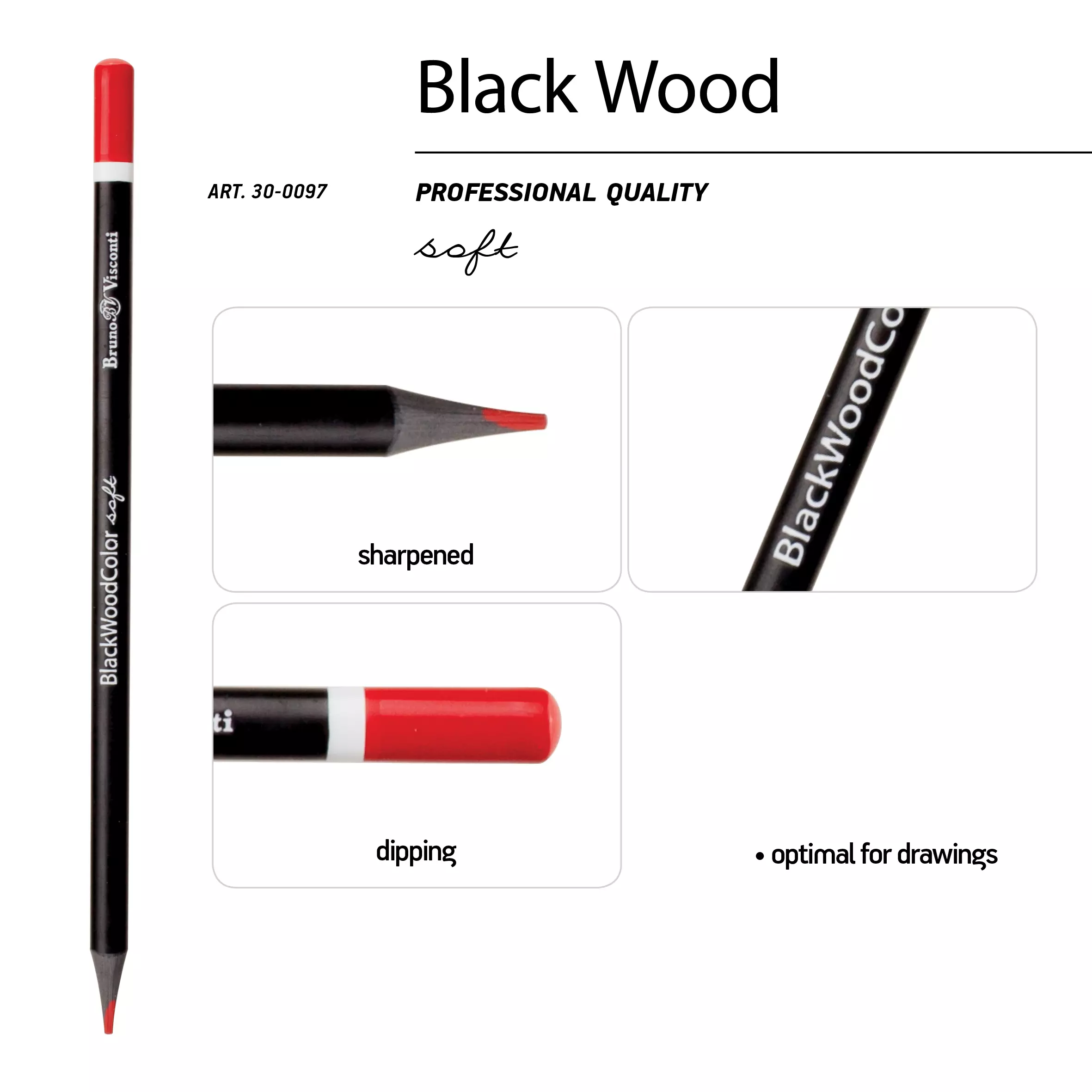 Карандаши цветные 12 цветов BrunoVisconti BlackWoodColor 30-0097