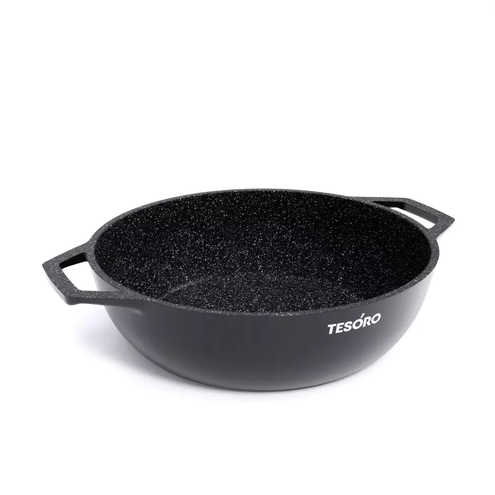 Жаровня 3 л (26 см) литой алюминий, ИНДУКЦИЯ, стекл. крышка, &quot;Tesoro Florence&quot;total dark TF6530tdi