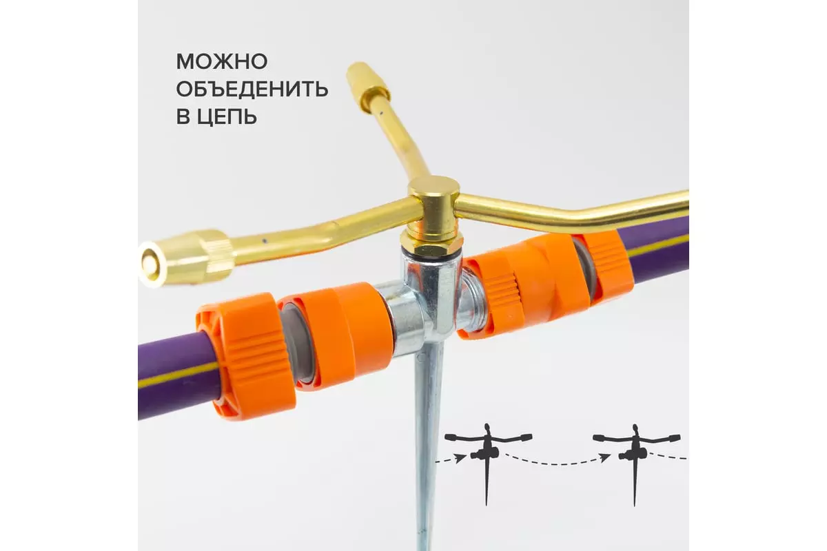 Дождеватель круговой на пике, 3 сопла алюминий, металл Polyagro 7573615