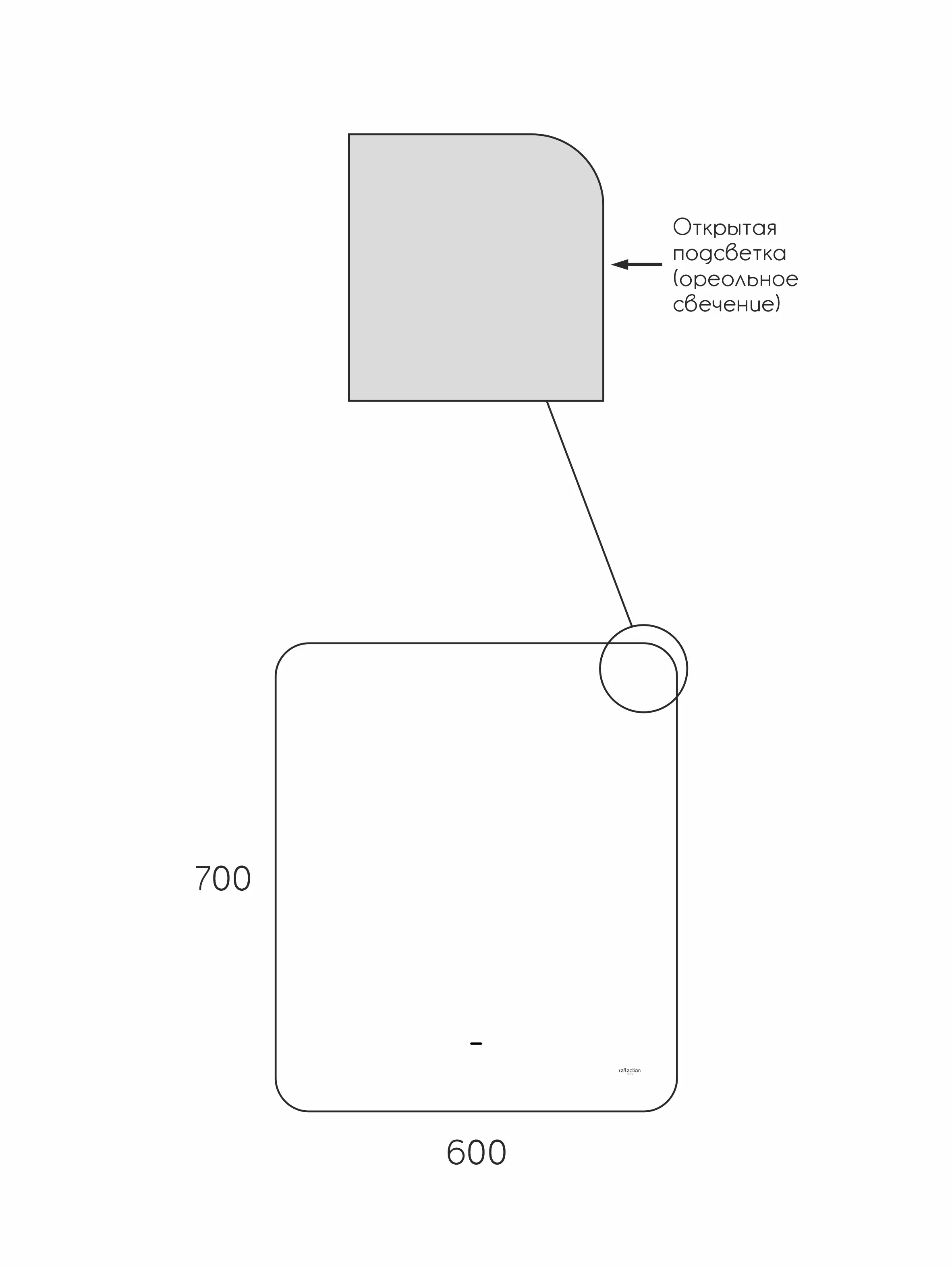 Зеркало в ванную 60х70 см Reflexion Horizon с подсветкой, сенсором, диммером RF4207HR
