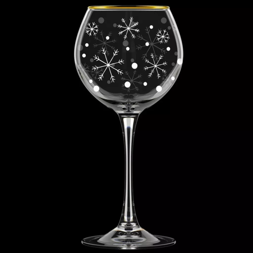 Бокалы для вина 350 мл 6 шт, &quot;Снегопад&quot;, с золотой каймой, арт.1770-ГЗ4