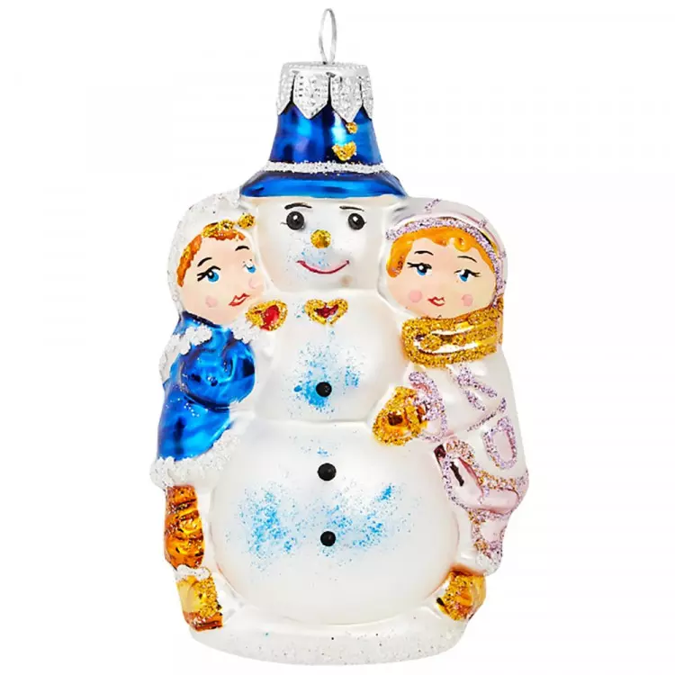 Елочное украшение Дети со снеговиком, в подарочной упаковке