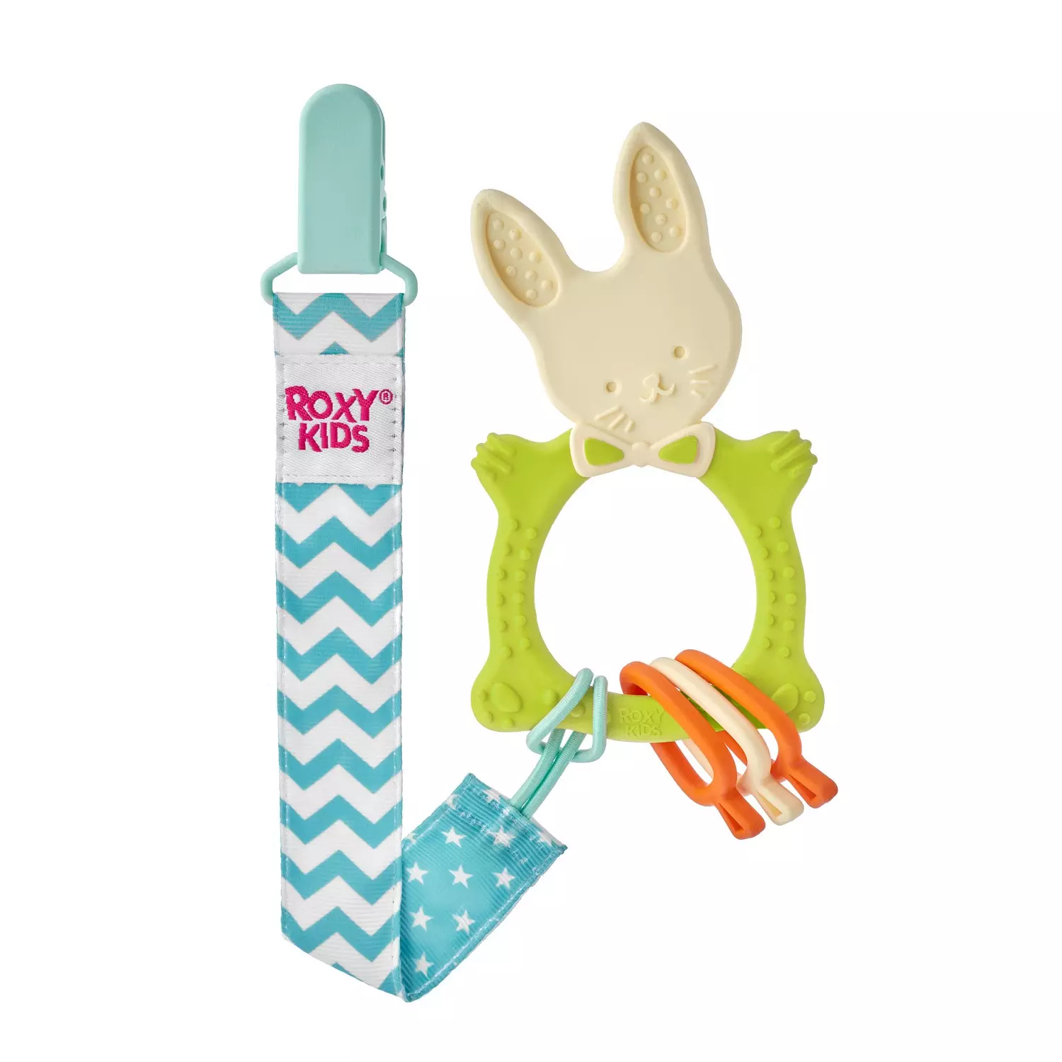 Прорезыватель BUNNY с держателем зелёный Roxy-Kids RBT-001GNSC