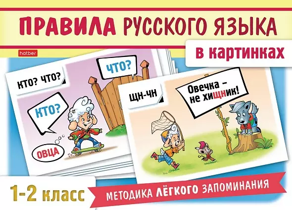 Наглядные пособия 24 карточки 120х170 мм Hatber Правила русского языка в картинках для 1-2 класса 06