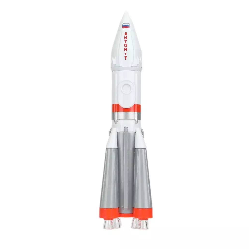Космическая ракета модель металл, свет, звук, 18 см, люк Технопарк ROCKET-18SL-WHGY бело-серый