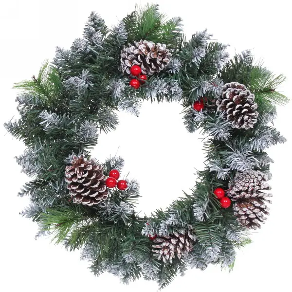 Венок хвойный новогодний Рождественский лес 50 см, леска+ПВХ (SQ2102-50) 201-1677