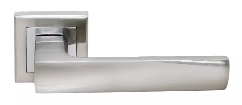 Дверная ручка квадрат RUCETTI RAP 14-S SN/CP белый никель/хром
