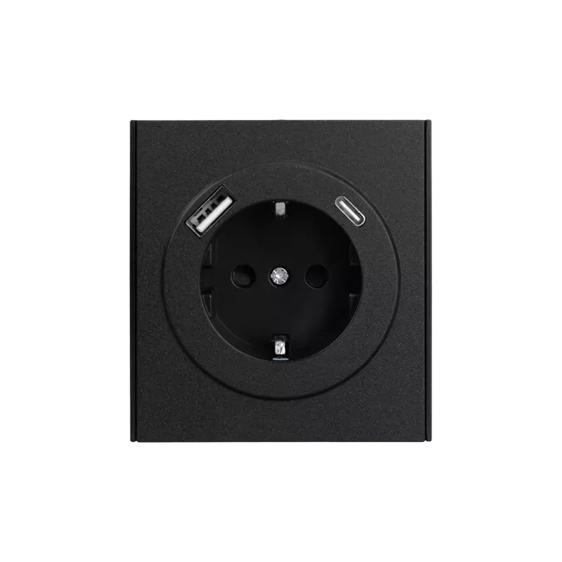 Розетка встраиваемая с заземлением+Type-C+USB антрацит Kranz Miele Strong KR-78-0704-5