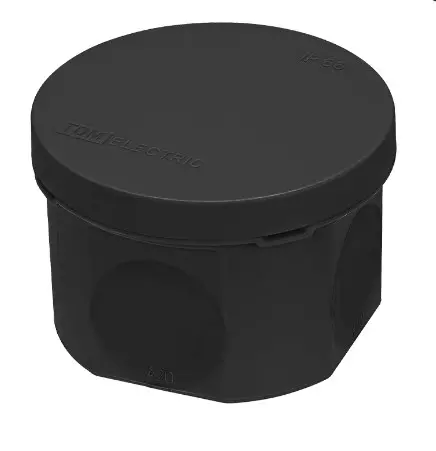 Распределительная коробка накладная D70x50мм 4 ввода IP66 черный