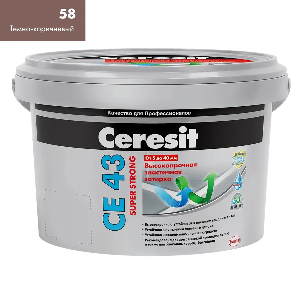 Затирка Ceresit CE 43 №58 Super Strong т.коричн 2 кг