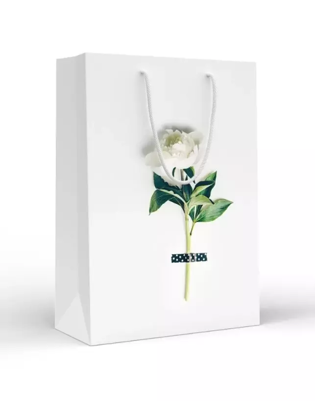 Пакет подарочный (ML) Белый цветок 15.20.02278