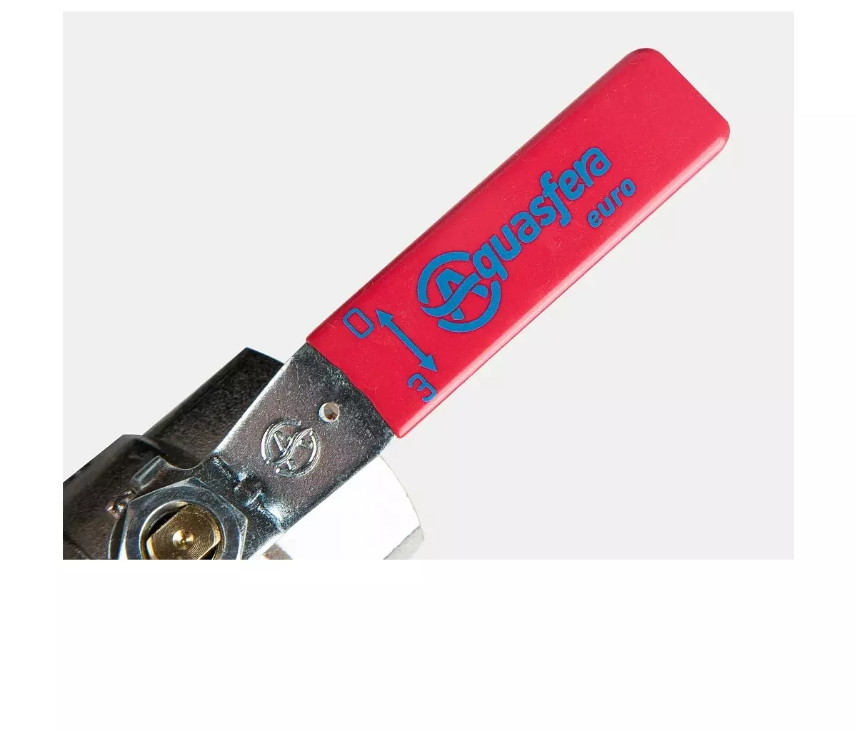 Кран шаровой полнопроходной 3/4" ВР/американка, никель, рычаг красный, Aquasfera 1006-02