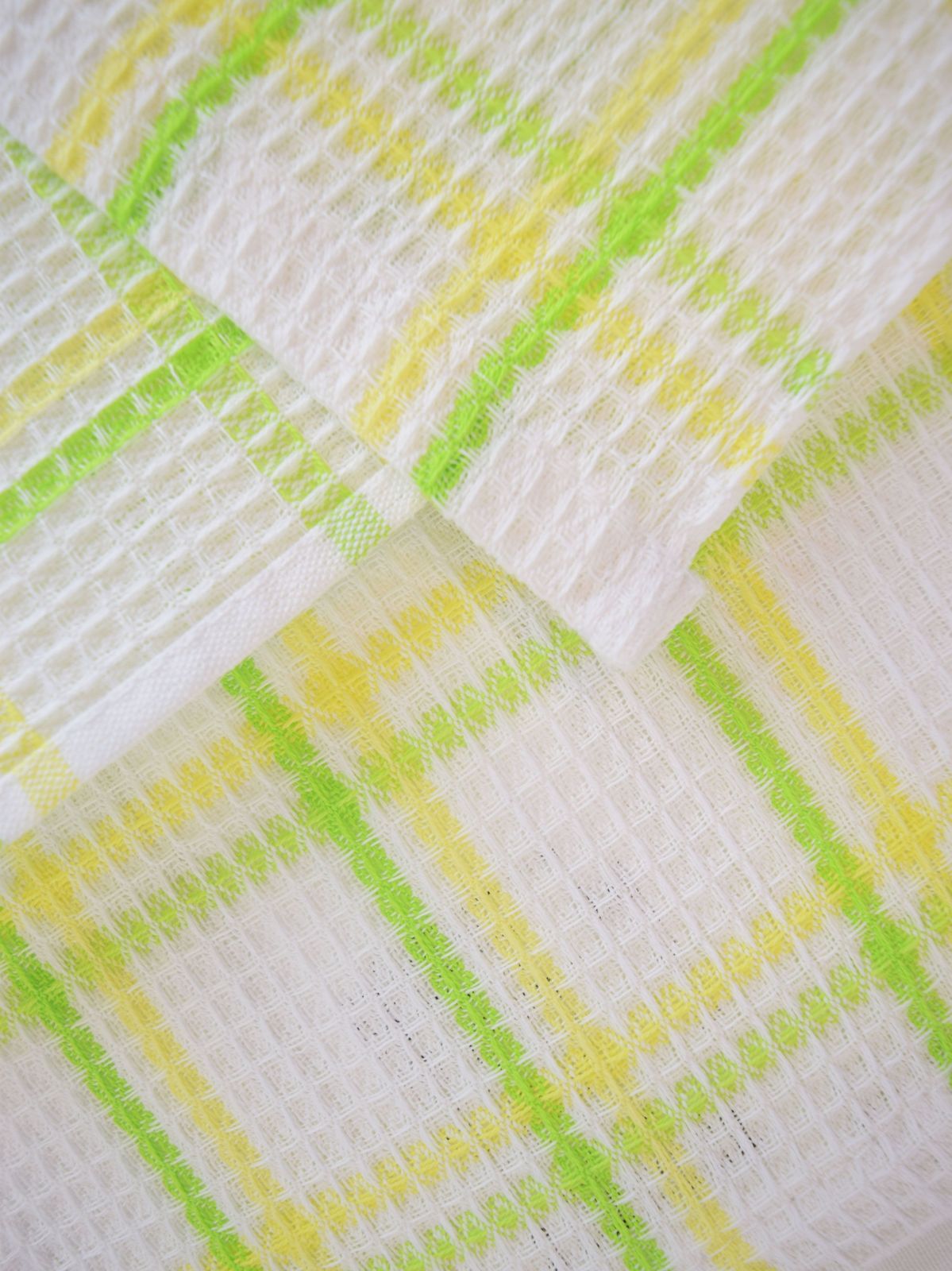 Вафельное полотенце 60 ВП 30*60 желтый/салатовый