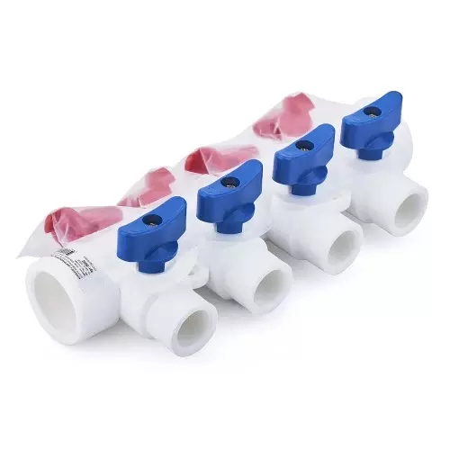 Коллектор полипропиленовый 4 выхода c кранами 25х20, RTP 28200