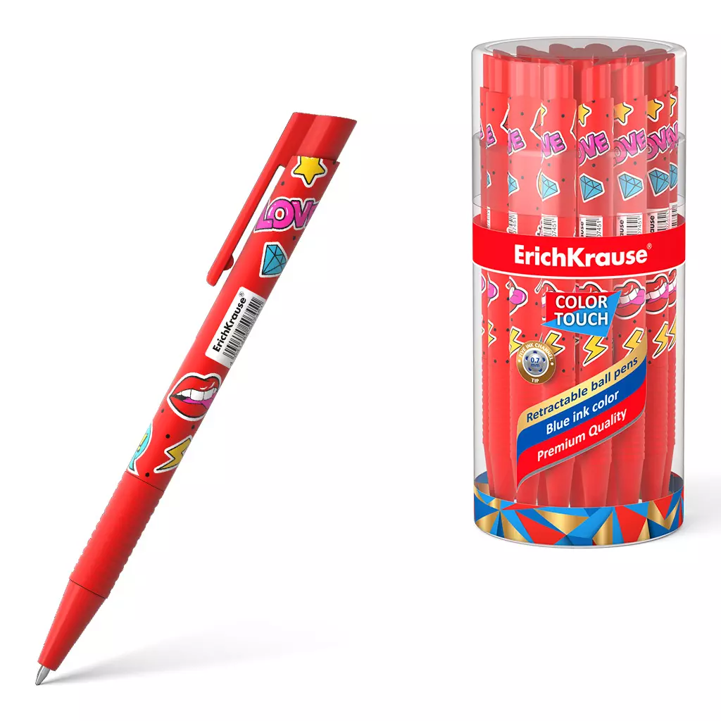 Шариковая ручка автоматическая ErichKrause 50745 ColorTouch Sweet love, чернил синий