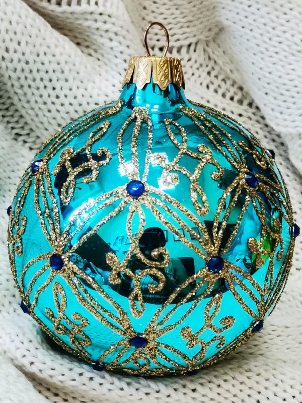 Елочный шар стекло Камелия 8 см Коломеев КУ-80-201018