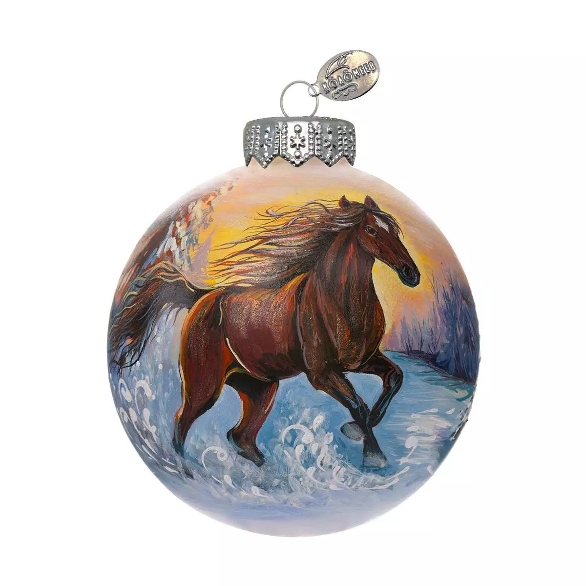Елочный шар стекло Конь быстрый 12 см (Символ года) Коломеев КУ-120-254029/п