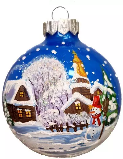 Елочный шар стекло Крещенский вечер 8 см Коломеев КУ-80-244046
