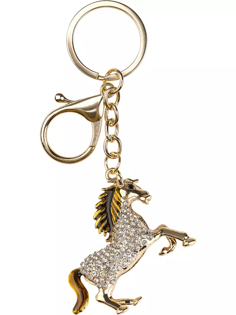 Брелок металл со стразами Волшебная лошадка 5,5 см Т-2637