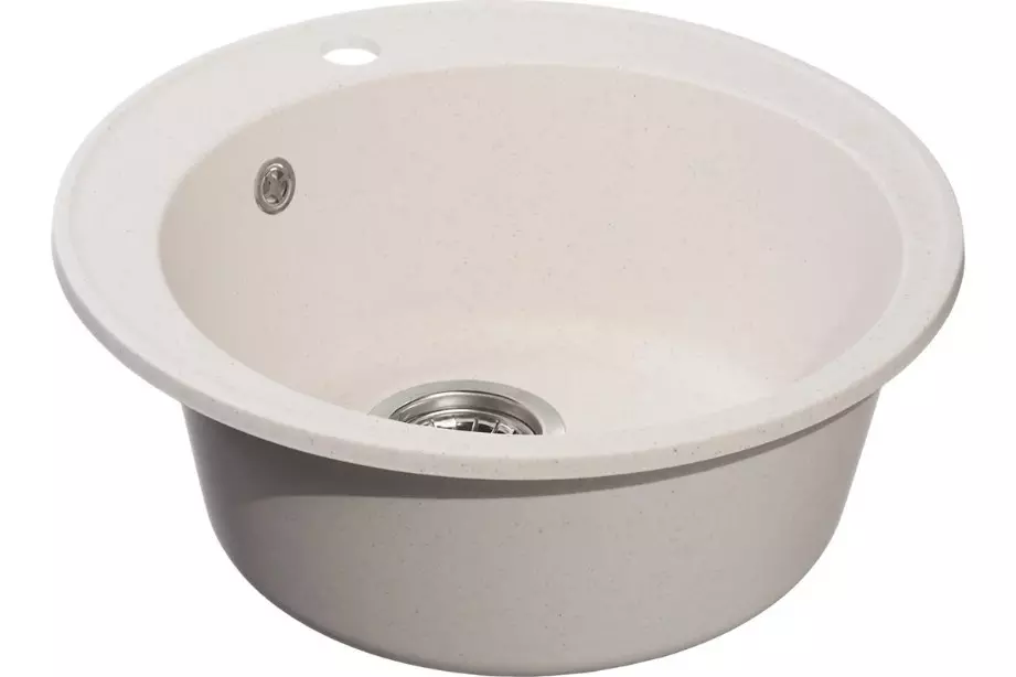 Кварцевая мойка для кухни круглая ø48х20 см Reflexion Arena RF0148WH белый