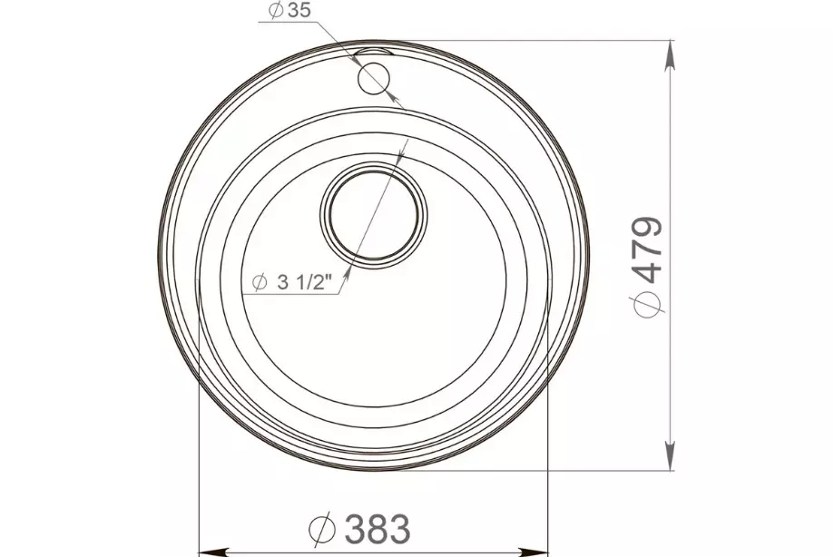 Кварцевая мойка для кухни круглая ø48х20 см Reflexion Arena RF0148WH белый