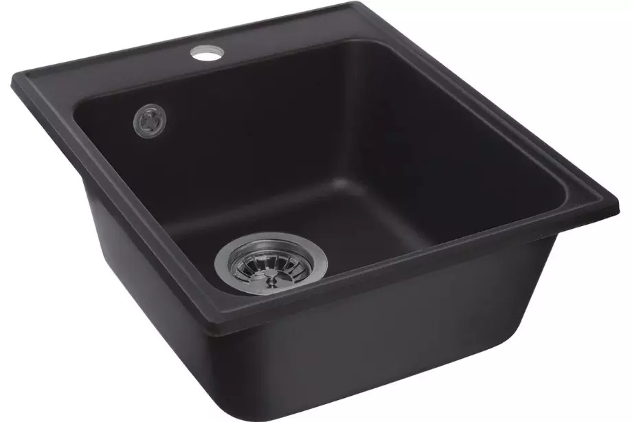 Кварцевая мойка для кухни 42х48х20 см Reflexion Quadra RF0243BL черный, прямоугольная
