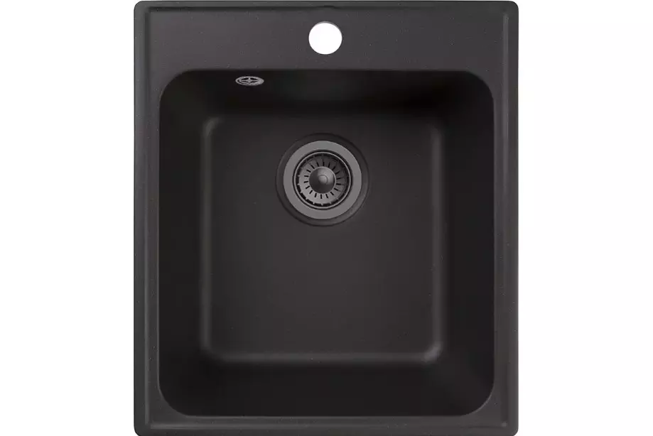 Кварцевая мойка для кухни 42х48х20 см Reflexion Quadra RF0243BL черный, прямоугольная