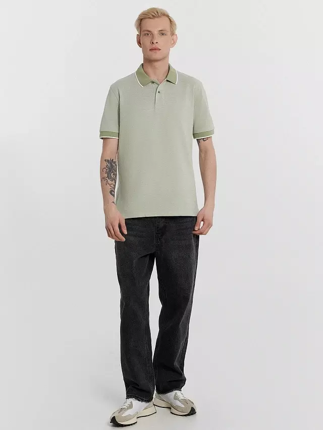 Поло мужское Mark Formelle 111850/1 двухцветный зеленый чай, р-р 108-182/188 (54 / XXL)
