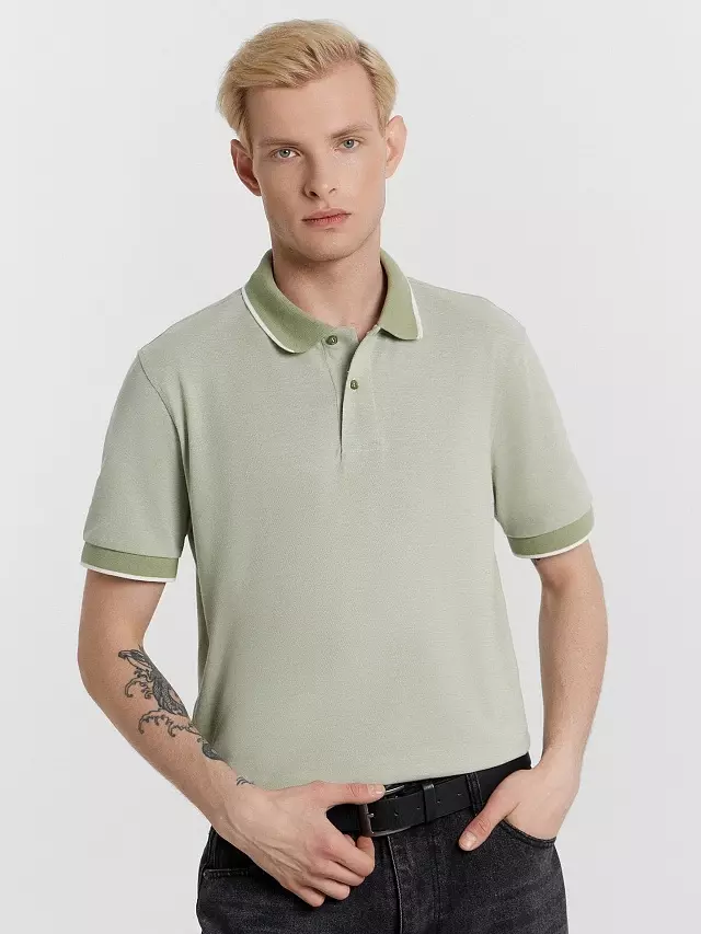 Поло мужское Mark Formelle 111850/1 двухцветный зеленый чай, р-р 108-182/188 (54 / XXL)