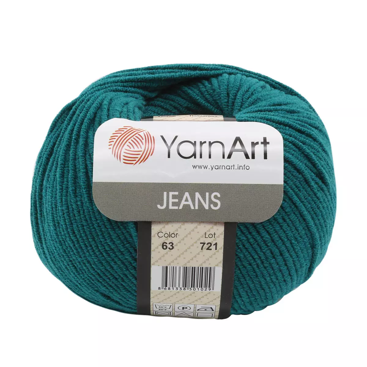 Пряжа YarnArt Jeans 50гр 160м темная бирюза 55% хлопок, 45% полиакрил